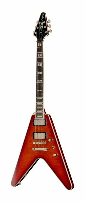 Epiphone Flying V Prophecy Aged BTB in primo piano frontale