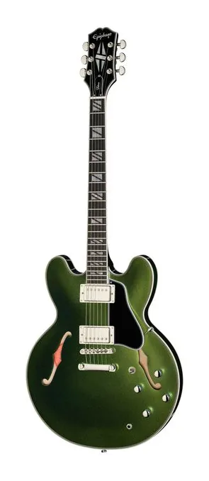 Epiphone Futura ES-355 Dragonfly Shift inquadrato di fronte su sfondo neutro
