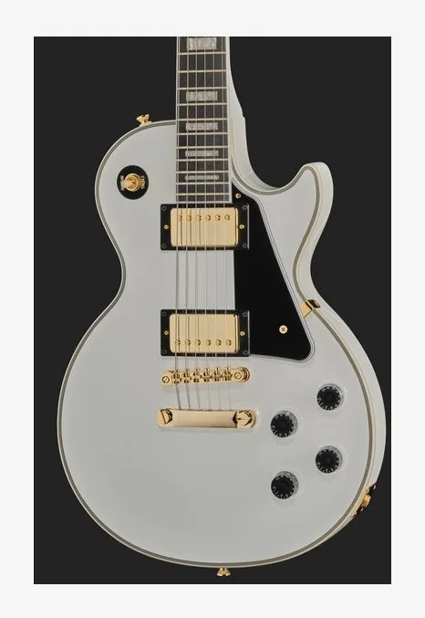 Epiphone Les Paul Custom Alpine WH, paletta con meccaniche e logo