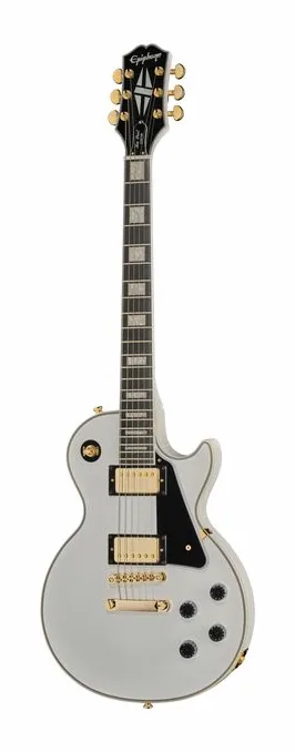 Epiphone Les Paul Custom Alpine WH fotografato frontalmente
