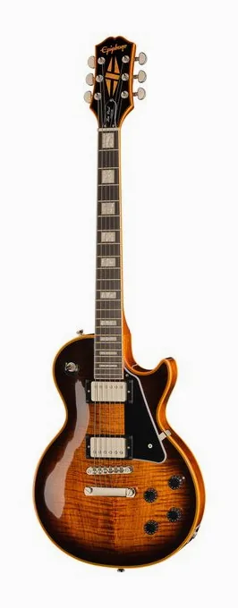 Epiphone Les Paul Custom Widow OB inquadrato di fronte su sfondo neutro