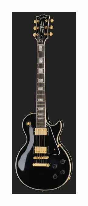 Epiphone Les Paul Custom Ebony IGC, corpo e verniciatura in primo piano