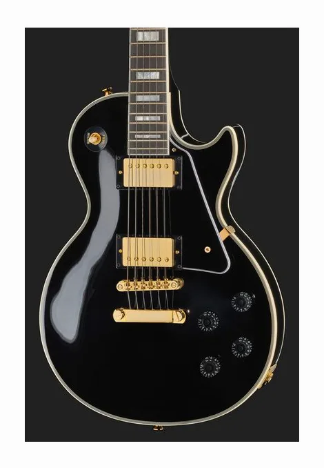 Epiphone Les Paul Custom Ebony IGC, manico e tastiera visti di lato