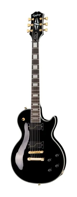 Epiphone Matt Heafy LP Custom OriginsEB inquadrato di fronte su sfondo neutro
