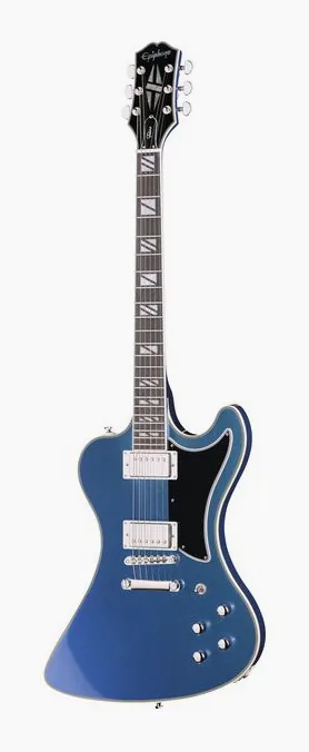 Epiphone RD Custom Futura Twilight Shif inquadrato di fronte su sfondo neutro
