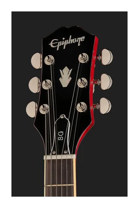 Epiphone SG Standard Cherry IBG, paletta con meccaniche e logo