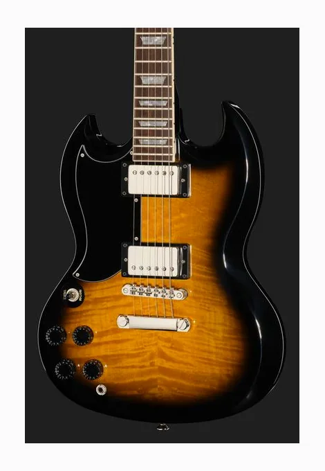 Epiphone SG Tribute Plus VS LH, pickup e manopole dei controlli