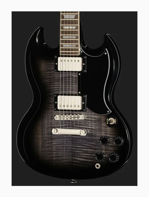 Epiphone SG Tribute Plus EB, paletta con meccaniche e logo