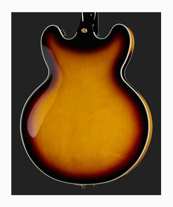 Epiphone Sheraton Vintage Sunburst, curve del body viste dall'alto