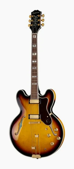 Epiphone Sheraton Vintage Sunburst fotografato frontalmente