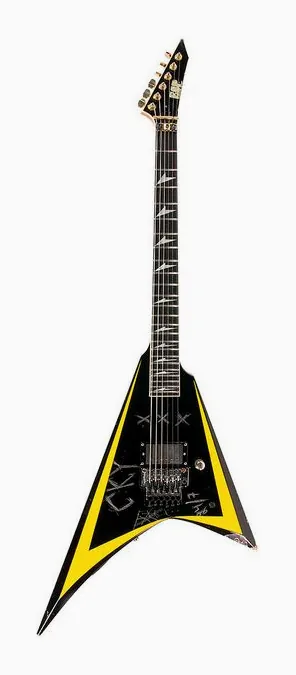 ESP Alexi Arrow Head Legacy inquadrato di fronte su sfondo neutro