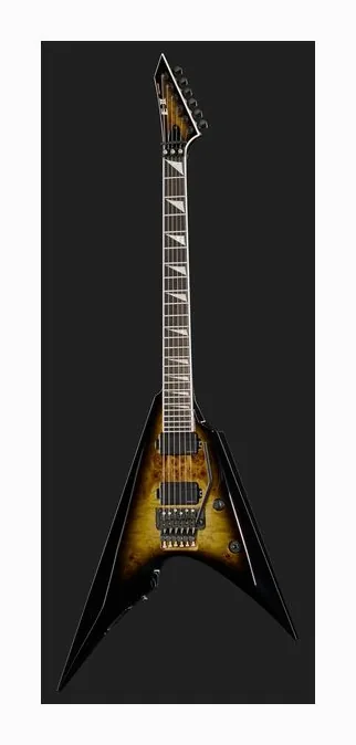 ESP E-II Arrow Nebula Black Burst, manico e tastiera visti di lato