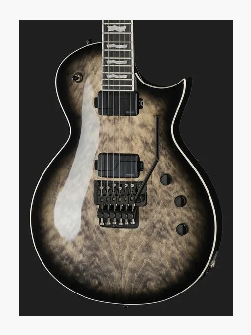 ESP E-II Eclipse FR Charcoal Burst, corpo e verniciatura in primo piano