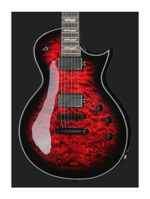 ESP E-II Eclipse See Thru BKCSB, corpo e verniciatura in primo piano