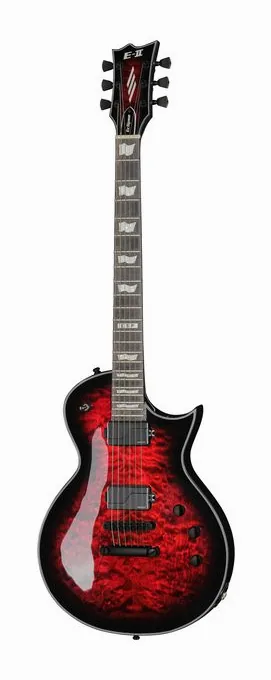 ESP E-II Eclipse See Thru BKCSB inquadrato di fronte su sfondo neutro