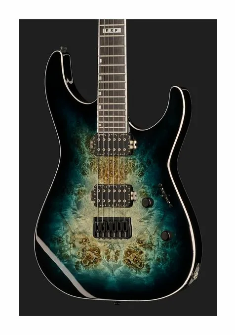 ESP E-II M-II HT Mercury Blue Bst, manico e tastiera visti di lato