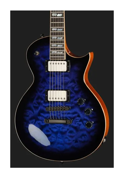 ESP Eclipse QM Dark Blue Sunburst, corpo e verniciatura in primo piano