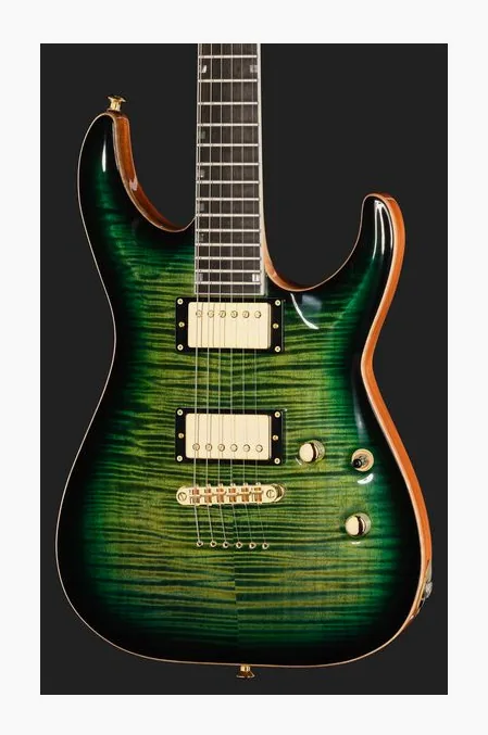 ESP HORIZON II FM Dark Lime Burst, manico e tastiera visti di lato
