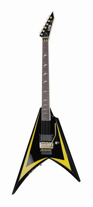 ESP LTD Alexi Laiho Arrowhead inquadrato di fronte su sfondo neutro