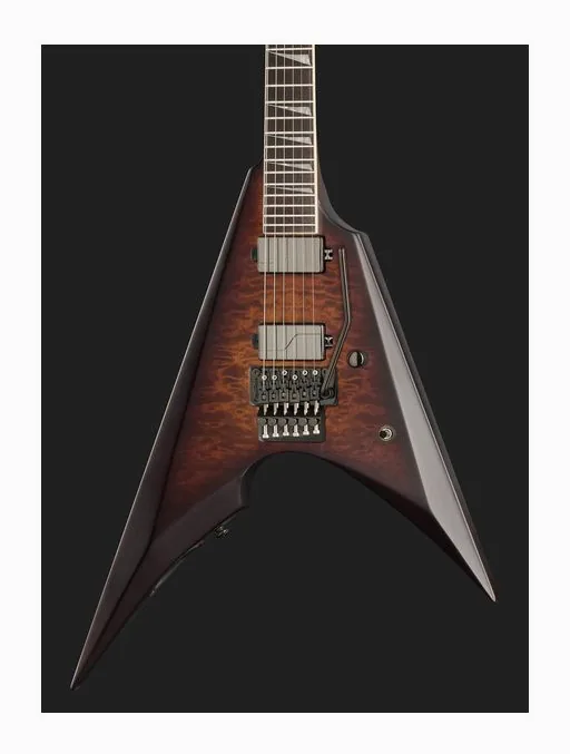 ESP LTD Arrow QM Dark Brown Burst, profilo laterale del corpo