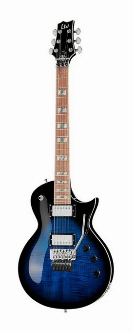 ESP LTD AS 1FRFM BLKAQSB inquadrato di fronte su sfondo neutro