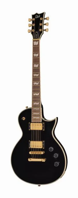 ESP LTD EC-256 BLK inquadrato di fronte su sfondo neutro