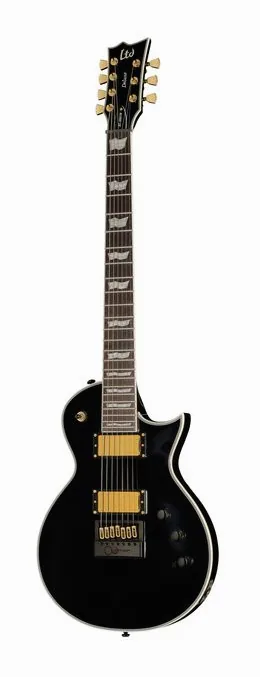 ESP LTD EC-1007B Evertune Black inquadrato di fronte su sfondo neutro