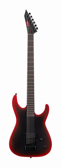 ESP LTD M-6B ET Black Metal II inquadrato di fronte su sfondo neutro