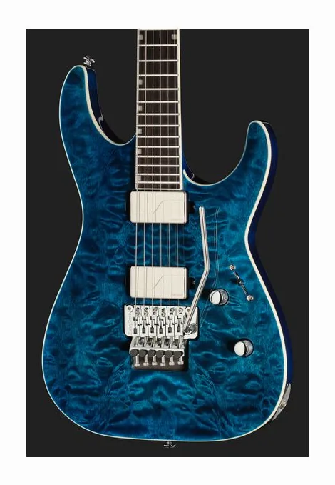 ESP LTD MH-1000 Black Ocean, corpo e verniciatura in primo piano