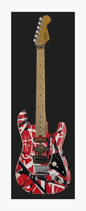 Evh Frankie Striped MN Relic R/W/B, curve del body viste dall'alto