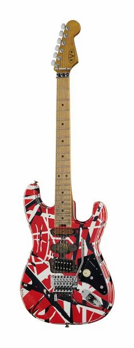 Evh Frankie Striped MN Relic R/W/B in primo piano frontale