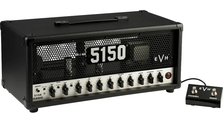 Evh 5150 Iconic 15W 6L6 Top BLK, logo e finiture del pannello frontale