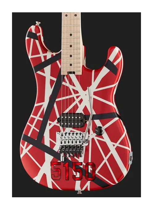 Evh Striped 5150 Red, corpo e verniciatura in primo piano