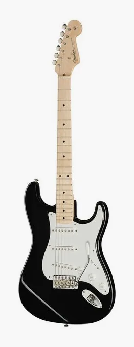 Fender 50 Strat Black NOS inquadrato di fronte su sfondo neutro