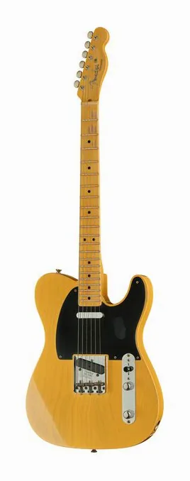 Fender 52 Tele BTB JM Relic MN inquadrato di fronte su sfondo neutro