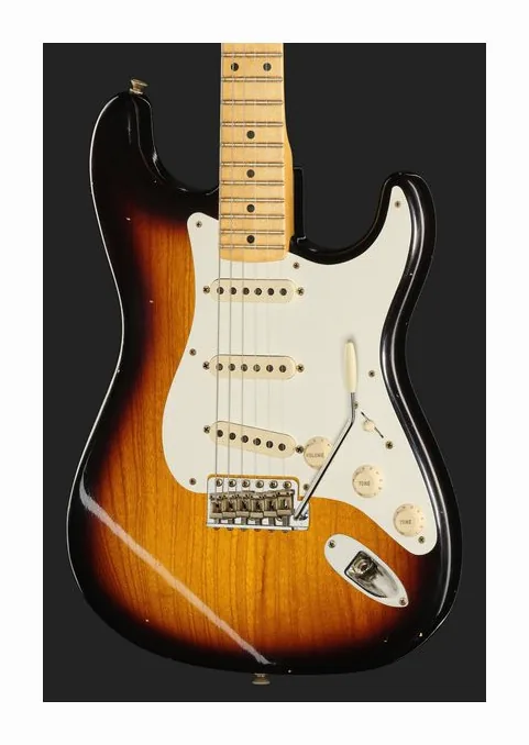 Fender 55 Strat 2TSB Journeyman Relic, corpo e verniciatura in primo piano