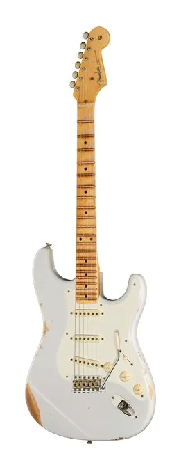 Fender 57 Strat WBL Relic inquadrato di fronte su sfondo neutro