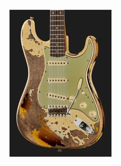 Fender 59 Strat AVWoC3CS Super Relic, corpo e verniciatura in primo piano