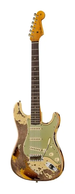 Fender 59 Strat AVWoC3CS Super Relic in primo piano frontale
