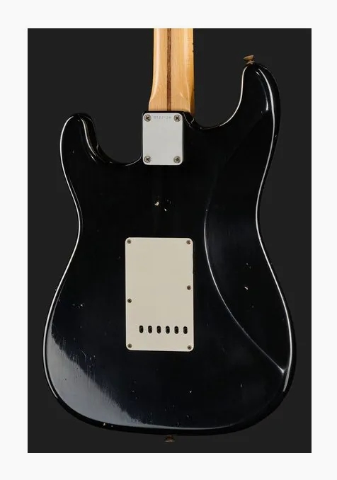 Fender 59 Strat Black JM Relic, paletta con meccaniche e logo
