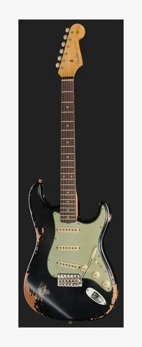 Fender 60 Strat ABLK Heavy Relic, paletta con meccaniche e logo