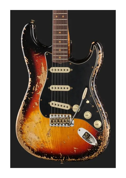Fender 60 Strat C3TSB SH Relic, paletta con meccaniche e logo
