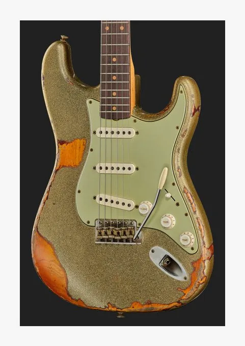 Fender 60 Strat GSoBB SuperRelic MBDB, corpo e verniciatura in primo piano