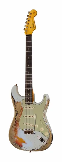 Fender '61 Bone Tone Strat ASB inquadrato di fronte su sfondo neutro