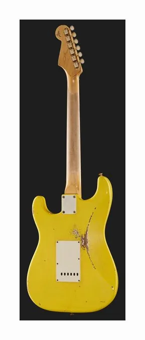Fender 61 Strat GRY Relic HSS MBAH, corpo e verniciatura in primo piano
