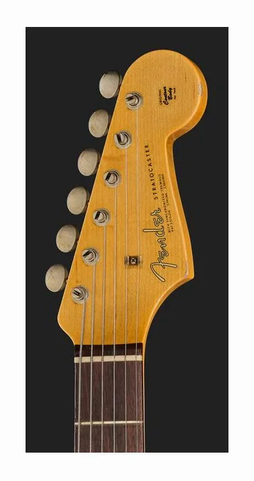 Fender 63 Strat Relic GYW HSS, corpo e verniciatura in primo piano