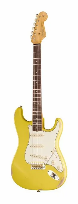 Fender 63 Strat Relic GRY MBDB in primo piano frontale