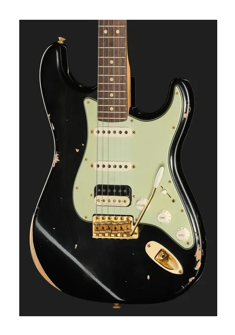 Fender 63 Strat RW Black Relic HSS, selettore pickup e jack di uscita