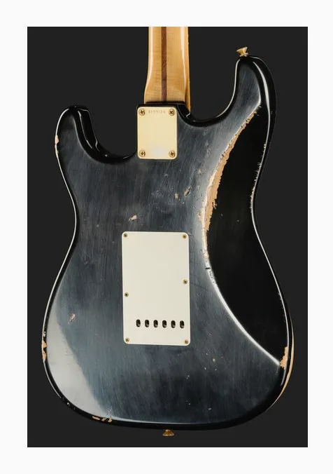 Fender 63 Strat RW Black Relic HSS, manico e tastiera visti di lato