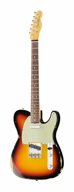 Fender 63 Tele Relic 3-Tone Sunburst in primo piano frontale